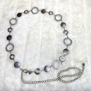 Chico's Belt Rhinestones Silver Metal Belt Adjustable Chain Women's Medium/Large